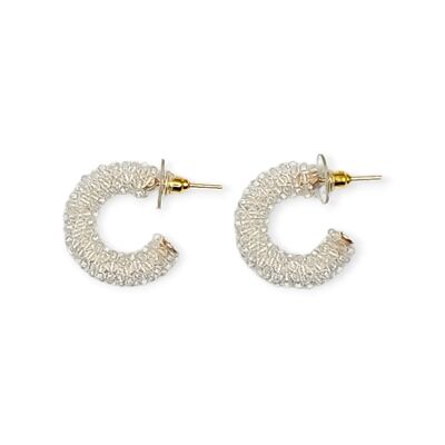Clear Crystal Mini Cluster Hoop Earrings