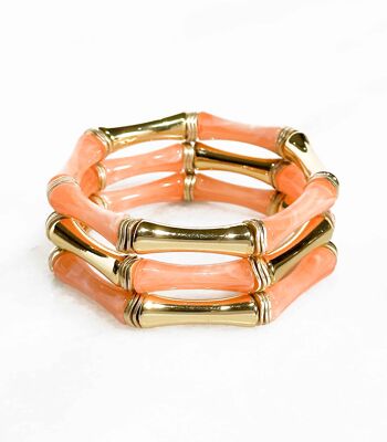 Bracelet Acrylique Façon Bambou sur élastique - Orange 1