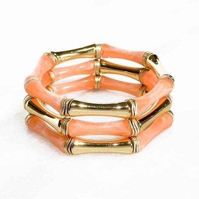 Bamboo-style Acrylic Bracelet on elastic - Orange