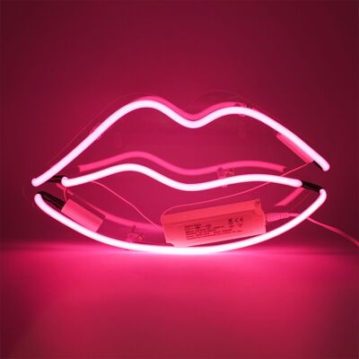 Neonlicht-Wandschild „Lippen“.