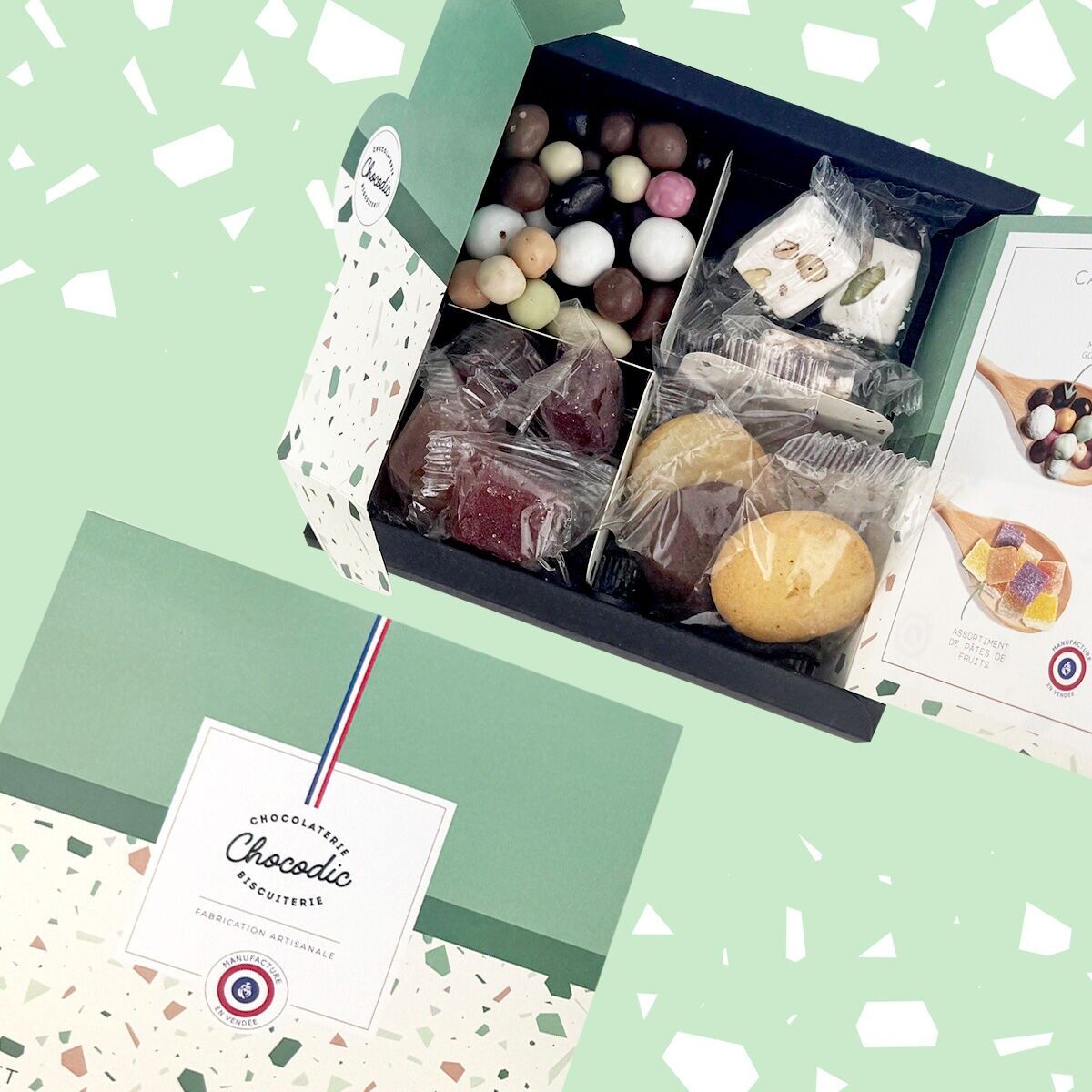Gourmet box of chocolate biscuits, nougats and fruit pastes | ECLATS collection | Chocodic artisanal chocolate