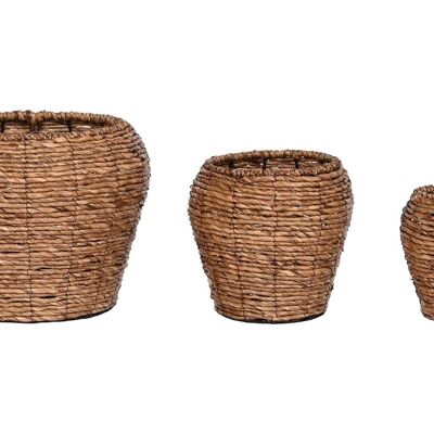 VASO DA FIORIERA SET 3 FIBRA METALLO 41X41X32 MARRONE NATURALE MC212415