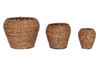 POT DE FLEUR SET 3 FIBRE MÉTAL 41X41X32 BRUN NATUREL MC212415 1