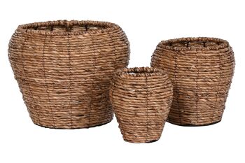 POT DE FLEUR SET 3 FIBRE MÉTAL 41X41X32 BRUN NATUREL MC212415 4