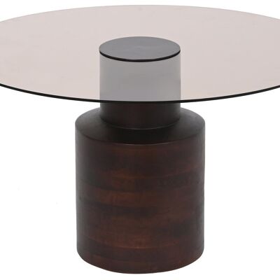 MANGO GLASS COFFEE TABLE 80X80X40 DARK BROWN MB207965