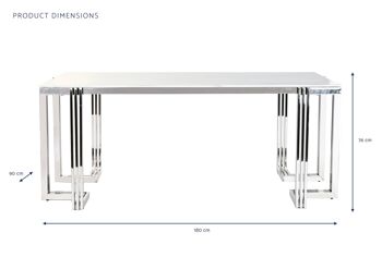 TABLE DE REPAS ACIER VERRE 180X90X76 SIMIL MARBRE MB199644 7