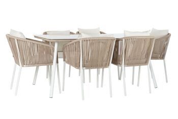 ENSEMBLE DE TABLES 7 ALUMINIUM POLYESTER 163X95X6 BEIGE MB192536 1