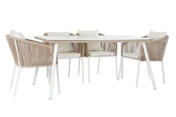 ENSEMBLE DE TABLES 7 ALUMINIUM POLYESTER 163X95X6 BEIGE MB192536 6