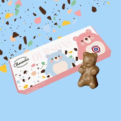 Vanille-Milchherz-Schokoladen-Teddybär | Shard-Sammlung | Schoko-handwerklich hergestellte Schokolade