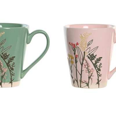 STONEWARE MUG 13X9,5X11 350ML FLORAL ENGRAVED 2 ASSORTMENTS. PC204914