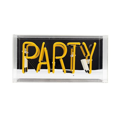 Party' Glass Neon Sign - Yellow