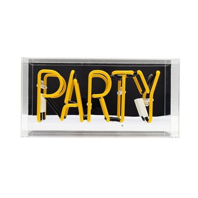 „Party“ Glas-Leuchtreklame – Gelb