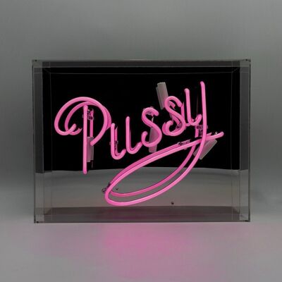 Pussy' Glass Neon Sign - Pink