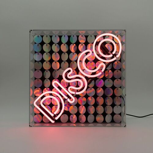 Disco' Glass Neon Sign with Sequins - Pink