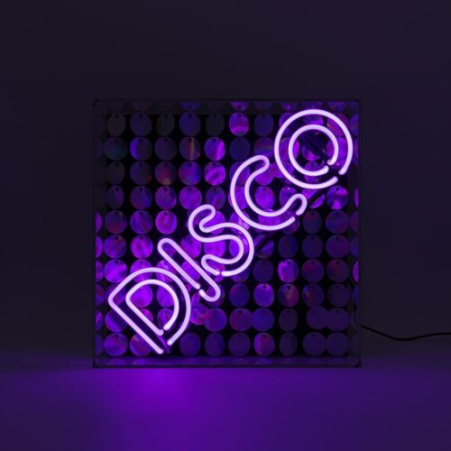Disco' Glass Neon Sign with Sequins - Purple