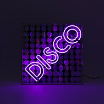 Insegna al neon in vetro Disco' con paillettes - viola