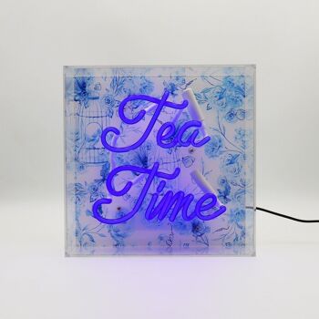 Enseigne néon en verre Tea Time - Bleu 2
