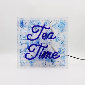 Enseigne néon en verre Tea Time - Bleu 3