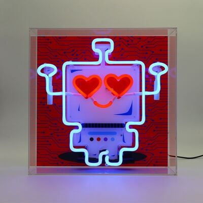 Insegna al neon in vetro di grandi dimensioni con robot