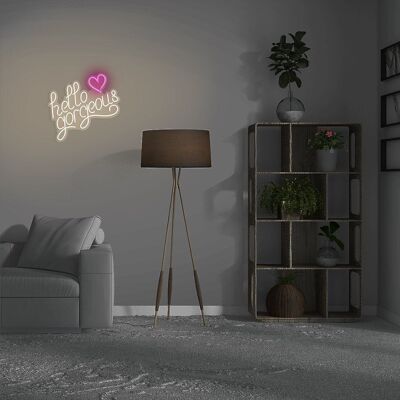 Hello Gorgeous' LED al neon bianco caldo montabile a parete