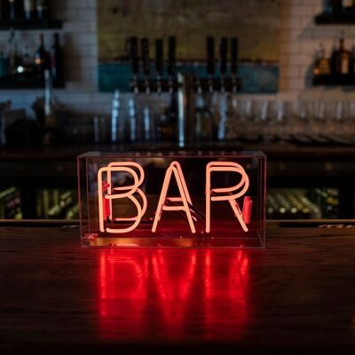 Glas-Leuchtreklame „Bar“ – ROT