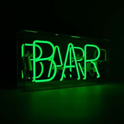 Glas-Leuchtreklame „Bar“ – GRÜN