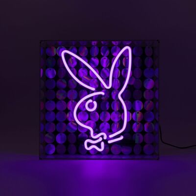 Playboy X Locomocean - Disco Bunny - Glass Neon Box Sign - Purple