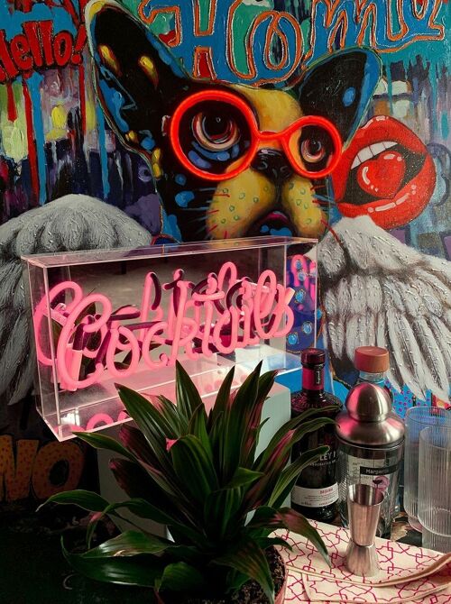 Cocktails' Glass Neon Sign - Pink