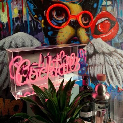 Cocktails' Glass Neon Sign - Pink