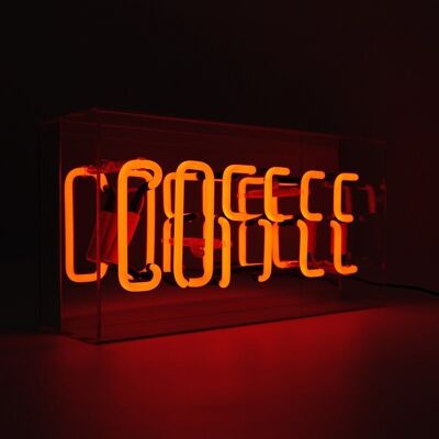 Coffee' Glass Neon Sign - Orange
