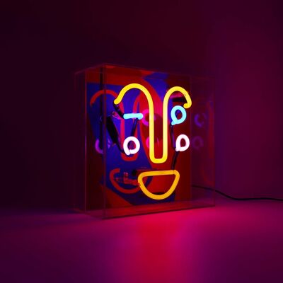 Memphis Face' Neon Box Sign
