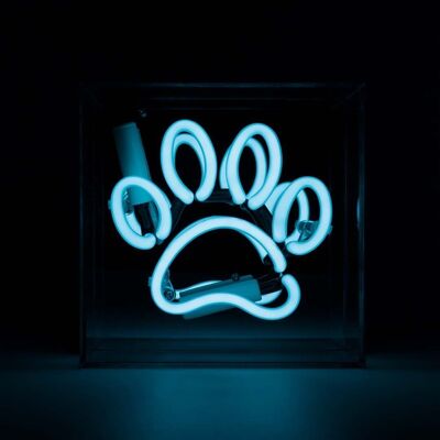 Paw' Mini Glass Neon Sign - Blue