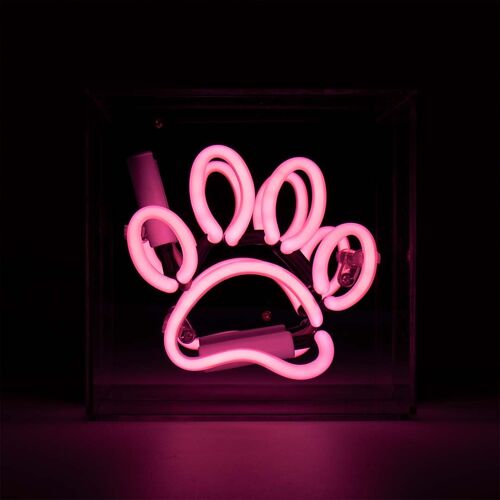 Paw' Mini Glass Neon Sign - Pink