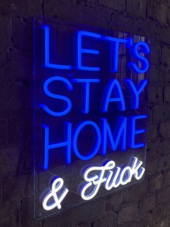 Restons à la maison et F*ck' Blue LED Néon mural 4