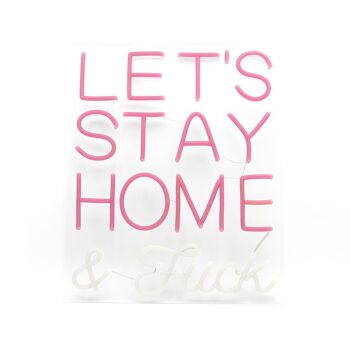 Lets Stay Home & F*ck' Pink LED Néon mural 1