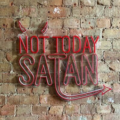 Not Today Satan' rotes Neon-LED-Schild zur Wandmontage