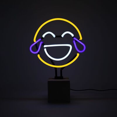 Neonschild „Laugh Emoji“.