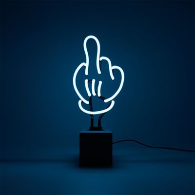 Neon 'Middle Finger' Sign - Blue