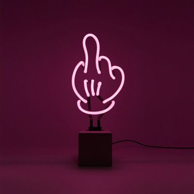 Insegna al neon "dito medio" - rosa