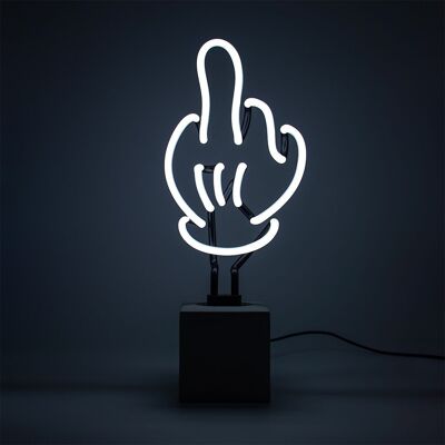Neon 'Middle Finger' Sign - White