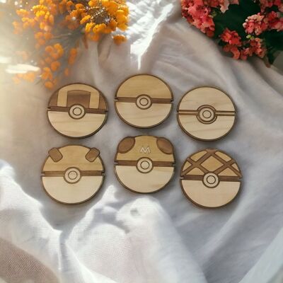 Spiel mit 6 Pokébolen aus Holz – Pokémon – Geschenk