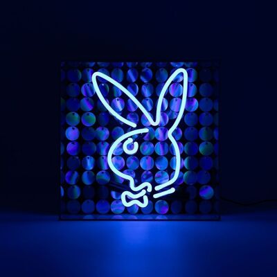 Playboy X Locomocean – Disco Bunny – Glas-Neon-Box-Schild – Blau
