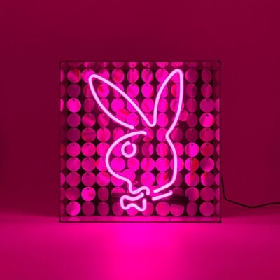 Playboy X Locomocean - Disco Bunny - Glass Neon Box Sign - Pink
