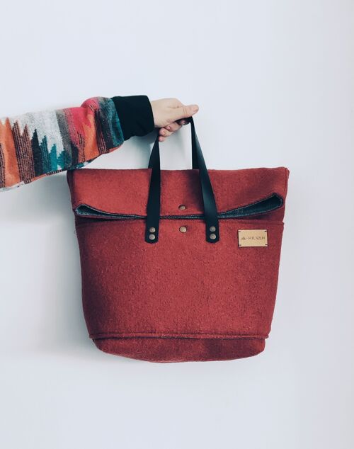 Bolso de lana, bolso mujer, bolso terracota, bolso rojo