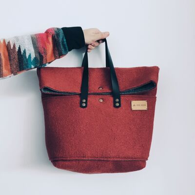 Borsa in lana, borsa da donna, borsa in terracotta, borsa rossa