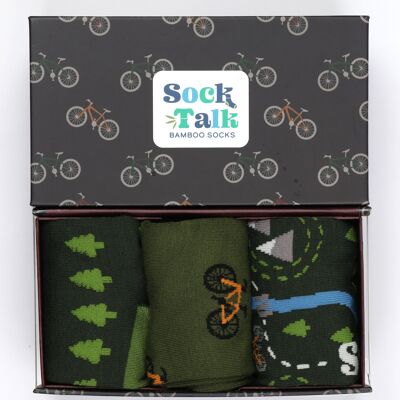 Men's Mountain Biking Route Bamboo Socks Gift Set Box