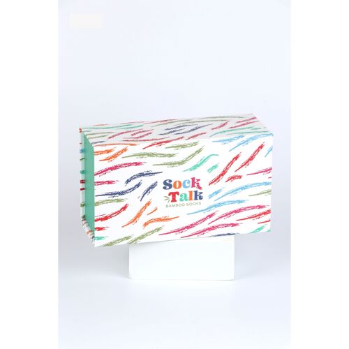 Women's Bright Zebra Animal Print Bamboo Socks Gift Set Box