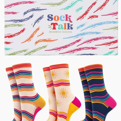 Coffret cadeau chaussettes ondulées en bambou Rainbow Weather pour femmes