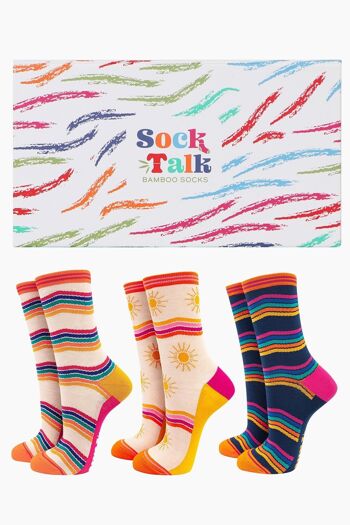Coffret cadeau chaussettes ondulées en bambou Rainbow Weather pour femmes 1