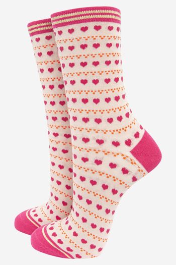 Coffret cadeau chaussettes en bambou coeurs, pois et rayures pour femmes 3